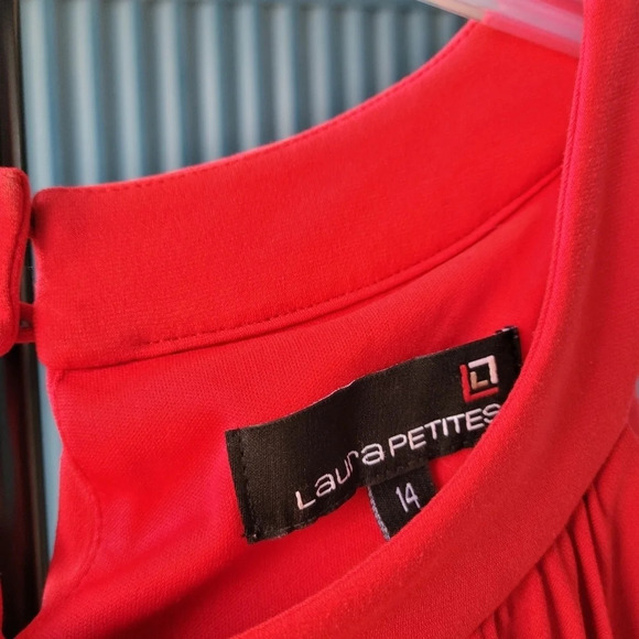 Laura Petites Red Sleeveless Midi Dress Size 14 side zipper - Picture 4 of 11